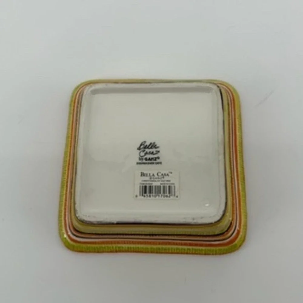 Bella‎ Casa by Ganz Ceramic Square Dish Purple Striped Candy Trinket Dish